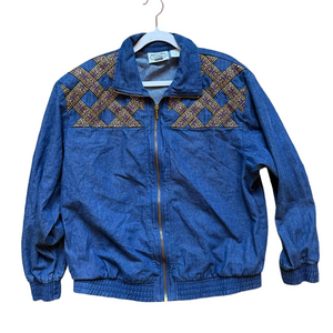 The Villager Sport Vintage Embellished Denim Jacket Size M Liz Claiborne 90s